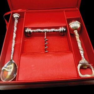 Newman Marcus, Silver Plate, Christmas Bar Set with Jingle Bells.